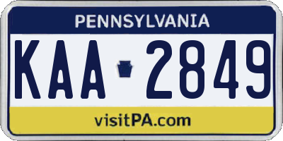 PA license plate KAA2849