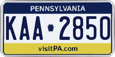 PA license plate KAA2850