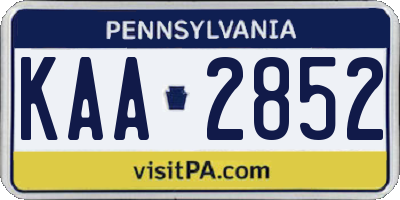 PA license plate KAA2852