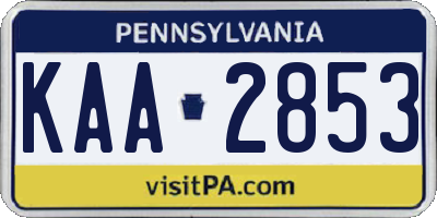 PA license plate KAA2853