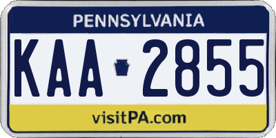 PA license plate KAA2855