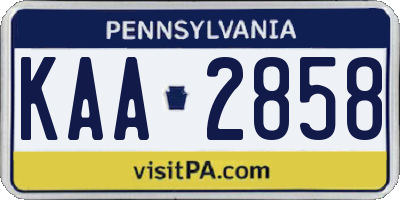 PA license plate KAA2858