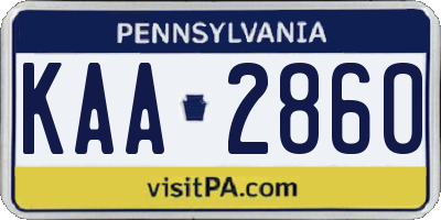 PA license plate KAA2860