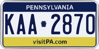 PA license plate KAA2870