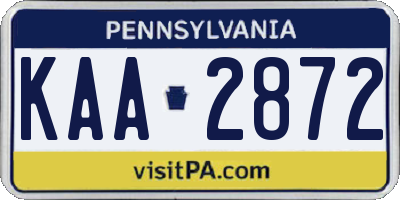 PA license plate KAA2872