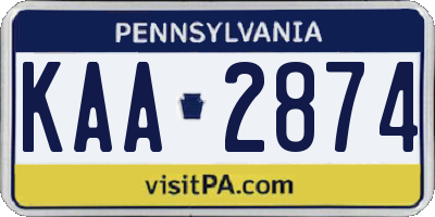 PA license plate KAA2874