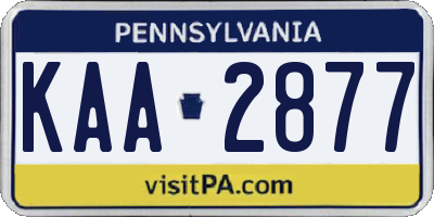 PA license plate KAA2877