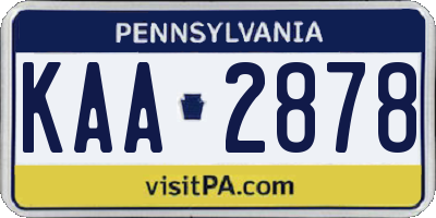PA license plate KAA2878