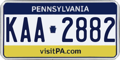 PA license plate KAA2882