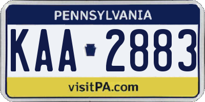 PA license plate KAA2883
