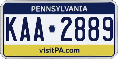 PA license plate KAA2889