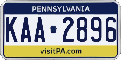PA license plate KAA2896