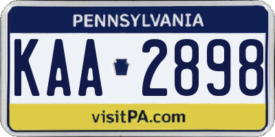 PA license plate KAA2898