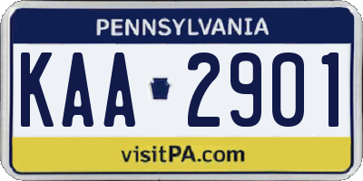 PA license plate KAA2901