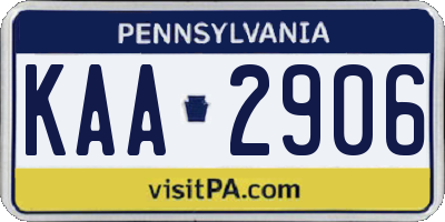 PA license plate KAA2906