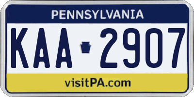 PA license plate KAA2907