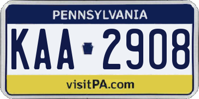 PA license plate KAA2908