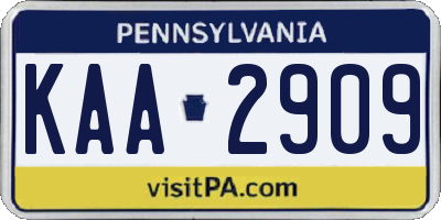 PA license plate KAA2909