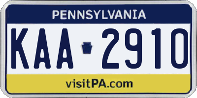 PA license plate KAA2910