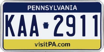 PA license plate KAA2911