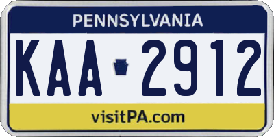 PA license plate KAA2912