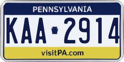 PA license plate KAA2914