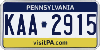 PA license plate KAA2915