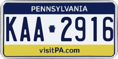 PA license plate KAA2916