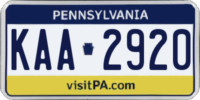 PA license plate KAA2920