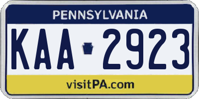 PA license plate KAA2923