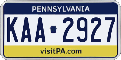 PA license plate KAA2927
