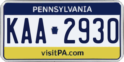 PA license plate KAA2930