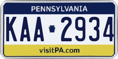 PA license plate KAA2934