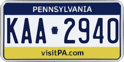 PA license plate KAA2940