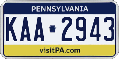 PA license plate KAA2943
