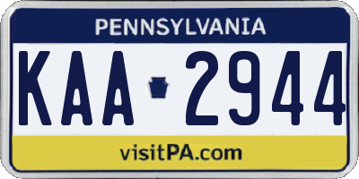 PA license plate KAA2944