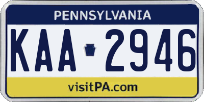 PA license plate KAA2946