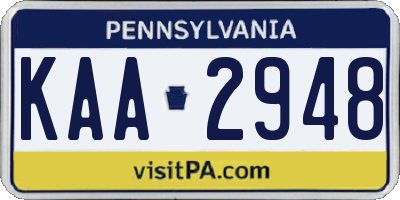 PA license plate KAA2948