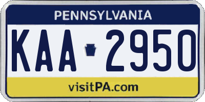 PA license plate KAA2950