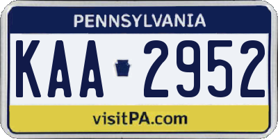 PA license plate KAA2952