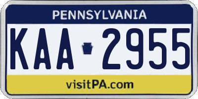 PA license plate KAA2955
