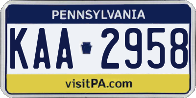 PA license plate KAA2958