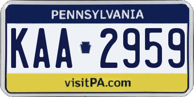 PA license plate KAA2959