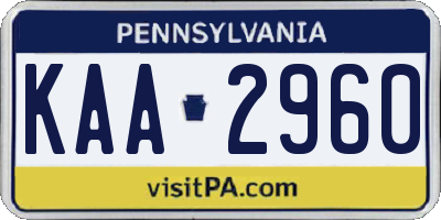PA license plate KAA2960