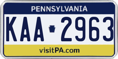 PA license plate KAA2963