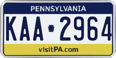 PA license plate KAA2964