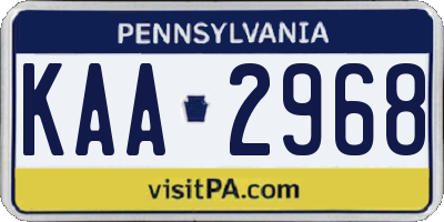 PA license plate KAA2968