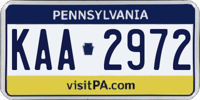 PA license plate KAA2972