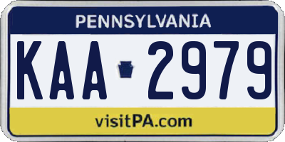 PA license plate KAA2979