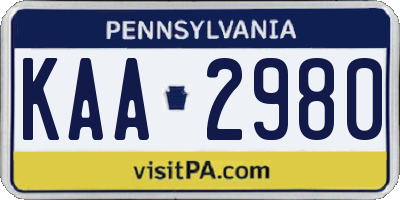 PA license plate KAA2980